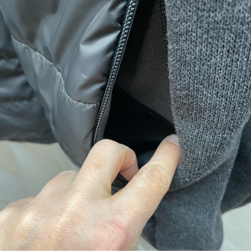 Decathlon Quechua‎ Hybrid Puffer Jacket Mens XL Black Grey Full Zip Hooded Coat - Picture 3 of 7